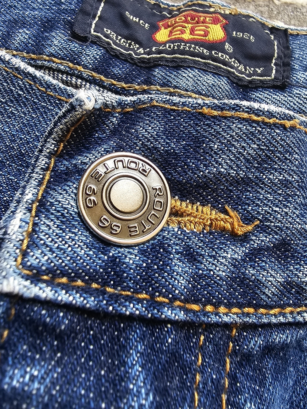 Vintage Y2k Route 66 Dark Blue Denim Carpenter Shorts - Picture 4 of 4
